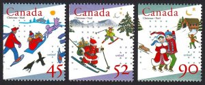 Christmas Santa Claus, Elf Canada 1996 #1627as-1629a MNH Set LEFT Straight Edge