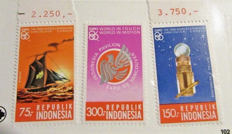 Indonesia Scott 903 924 935 938 952 954 1294-96 1503-07 ** MNH in 102 cards