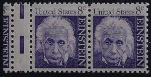 1285a -8c Huge Gutter Snipe Error / EFO Margin Pair Albert Einstein Mint NH