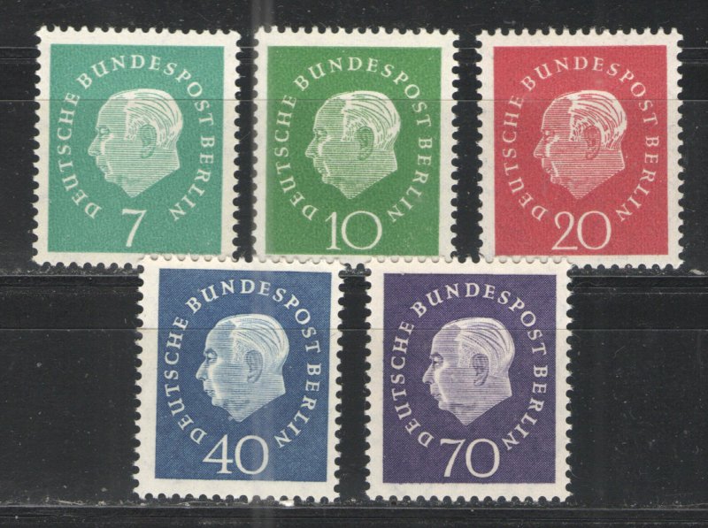 Germany - Deutsche Bundespost Berlin 1959 Sc# 9N165-169 MNH F - Beautiful Heuss
