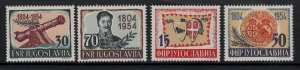 Yugoslavia Sc 411-4 NH issue of 1954 - Serbian Revolution