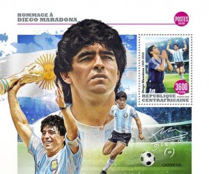 C A R - 2020 - Tribute to Diego Maradona - Perf Souv Sheet #2 -Mint Never Hinged