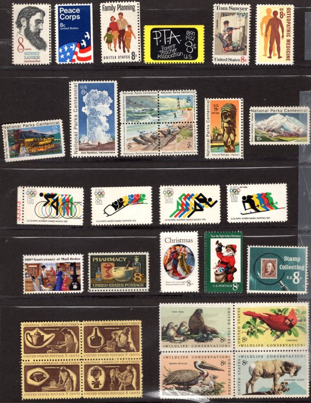 United States 1972 MINT set NH OG, fresh crisp color, PO Fresh original folder.