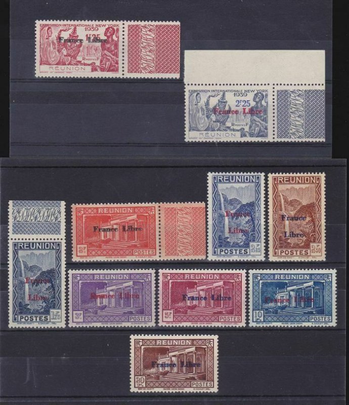 Reunion France 1943 FRANCE LIBRE sets MNH ** . Maury Cat €290 