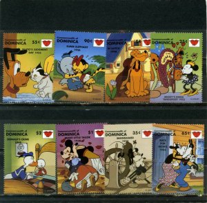 DOMINICA 1997 WALT DISNEY SEALED WITH A KISS SET OF 8 STAMPS MNH