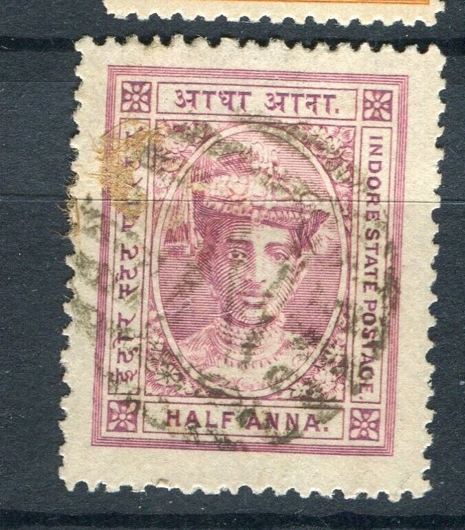 INDIA; INDORE HOLKAR 1904 early local issue used 1/2a. value