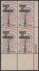 SC#1329 5¢ Voice of America Issue Plate Block: LR #29048 (1967) MNH*