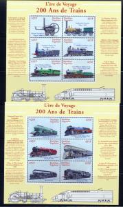 TOGO 2000 TRAIN BICENTENNIAL SET OF  SOUVENIR SHEETS SCOTT 1956-59