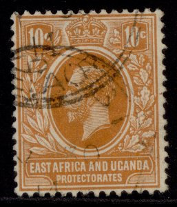 EAST AFRICA and UGANDA GV SG47a, 10c orange, FINE USED.