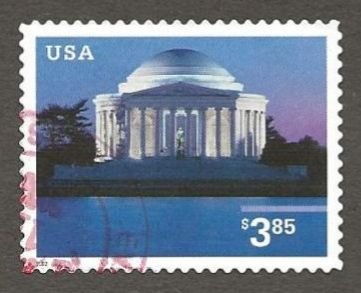 US#3647 2002 $3.85 Jefferson Memorial, XF+ Used * #S21