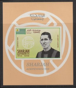 1968  Sharjah - Champions Of Sport - Football Players - Imperf Mini Sheet - MNH