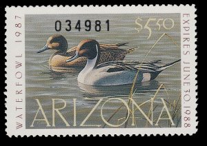 Arizona #1 1987 Hunting Permit Stamp MNH