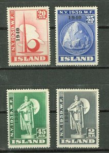 Iceland # 232-35 NY World Fair - 1940 overprint (4)   Unused VLH