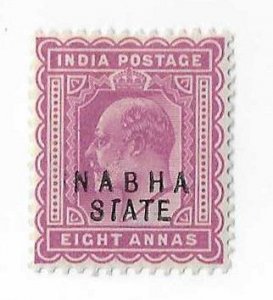 India (Nabha)  Sc #34  8a red violet HR/OG VF