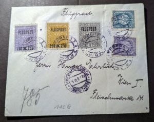 1918 Austria Airmail Cover Lemberg to Vienna C1-C3 Airmail Overprint Stamps