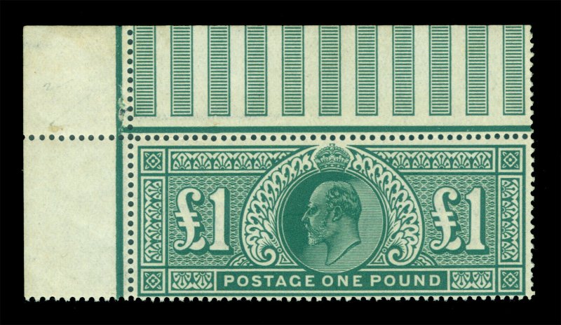 GB  1902 King Edward VII  £1 deep green  Scott # 142 (SG 320)  mint MNH**