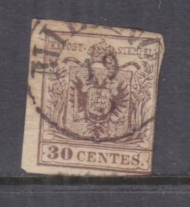 AUSTRIAN ITALY, LOMBARDY & VENETIA, 1850 thin paper 30c. Brown, used.