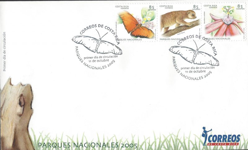 COSTA RICA FLORA & FAUNA NATIONAL PARKS, BUTTERFLY, Sc 586 FDC 2005
