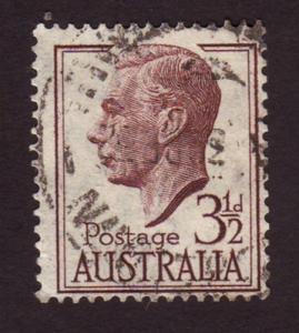 Australia 1951 Sc#236, SG#247 3-1/2d Brown KGVI Defin USED.