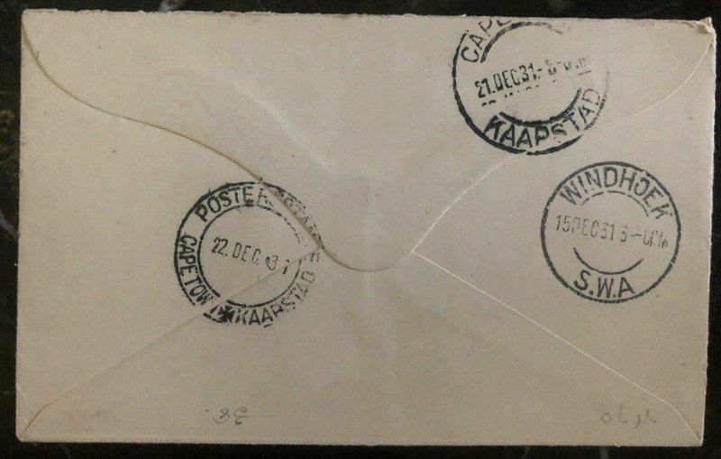 1931 Omaruru South West Africa First Flight Cover FFC To Capetown Imperial Airwa