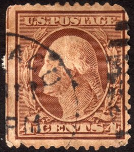 1908, US 4c, Washington, Used, Sc 334