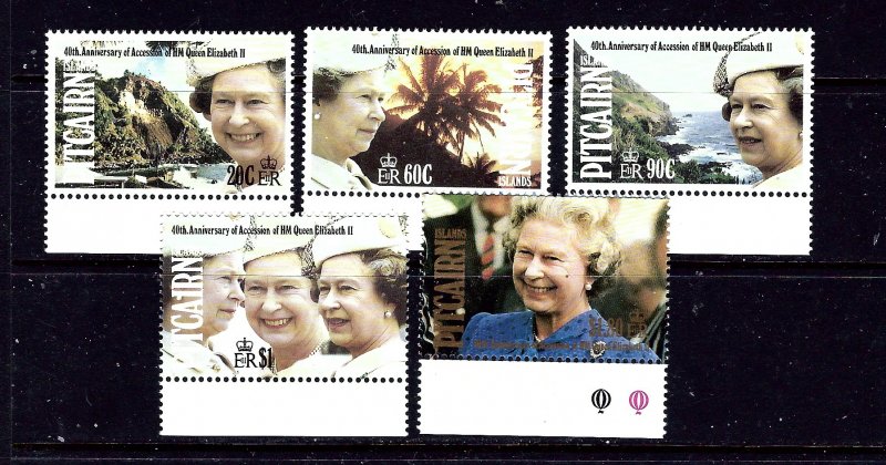 Pitcairn Is 362-66 MNH 1992 QEII 40 anniv of reign