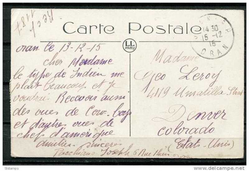 France 1915 Post Card toUSA