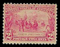 PCBstamps  US # 329 2c Jamestown Exposition, MH, (5)