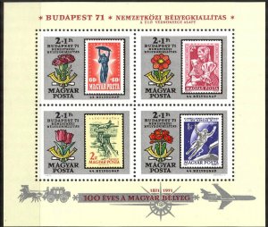 Hungary 1971 EXPO Budapest'71 Flowers Stamps on stamps S/S MNH