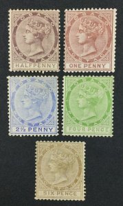 MOMEN: TOBAGO SG #14-19 1882-4 CROWN CA MINT OG H £860 LOT #61744