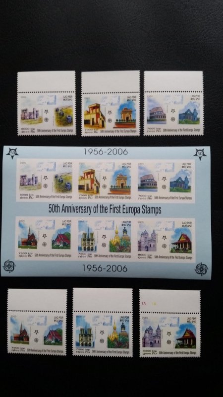 50th anniversary of EUROPA stamps - Laos 1x Bl Imperf. + 1x set ** MNH