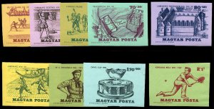 Hungary #B243-251 Cat$25, 1965 History of Tennis, imperf. set of nine, never ...