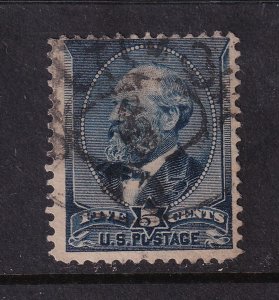 1888 James A. Garfield Sc 216 sound used single stamp 5c indigo (K20