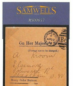 GB QV EARLY *MONEY ORDER* GPO Official 1892 Letter-Sheet Bournemouth RARE MS657