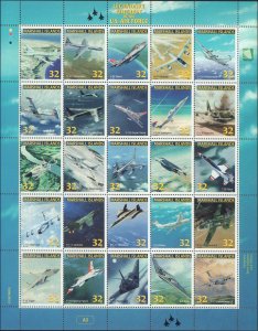 Marshall Islands #641, Complete Set, Sht of 25, 1997, Aviation - Airplanes,  NH