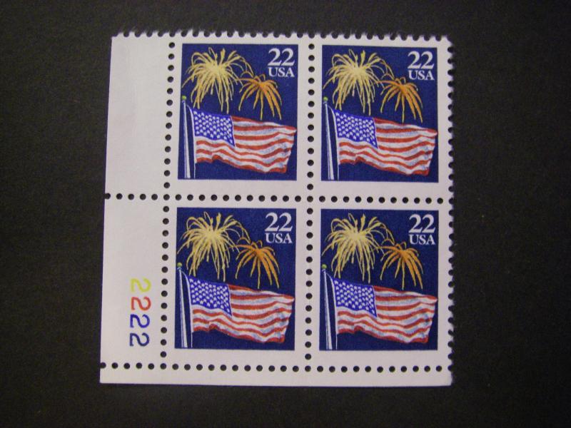 Scott 2276, 22 cent Flag & Fireworks, PB4 #2222 LL, MNH Beauty