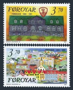 Faroe 222-223,MNH.Michel 217-218. Town of Torshavn,125th Ann.1991.