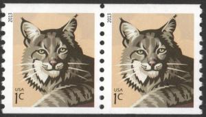 SC#4802 1¢ Bobcat Coil Pair (2013) MNH