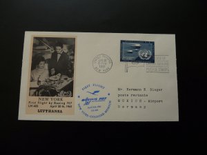 first flight cover New York United Nations to Munchen Boeing 707 Lufthansa 1961