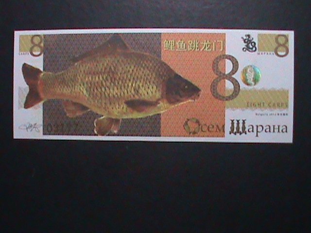 BULGARIA-2012-COLLECTIBLE- CHINESE FISHES PAINTING UNC- POLYMER CURRENCY-VF