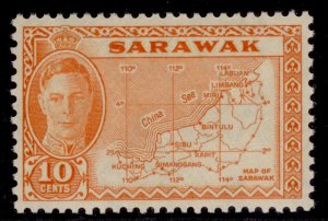 SARAWAK GVI SG186, 10c orange, NH MINT.