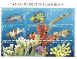 Grenada - 1995 - Marine Life - Sheet Of 9 - MNH