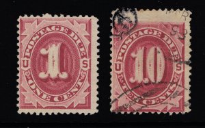 GENUINE SCOTT #J22 & #J26 USED 1891 POSTAGE DUE SET OF 2 STAMPS #20487