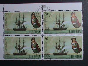 LIBERIA-LINADO-1880-17 GUNS BATTLE SHIP CTO BLOCK VF WE SHIP TO WORLDWIDE