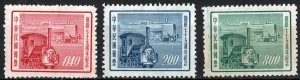 Republic of China SC#1140-42 75th Anniversary of Chinese Railroads (1956) NGAI