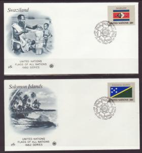 UN New York 374-389 Flags 1982 PCS S/16 U/A FDC