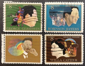 US #1484-1487 Used Set F/VF 8c Gershwin / Jeffers / Tanner / Cather 1973 [R969]