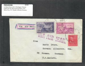 1951 Prexie Cover 2c Adams Howes Cave NY Airmail