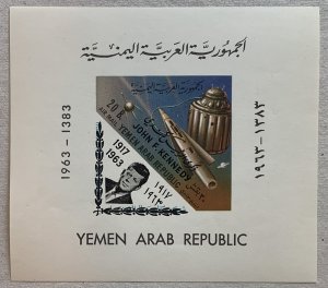 Yemen  1964 JFK death on Space MS, MNH.  Scott C29 variety.  Mi BL21 CV €60.00