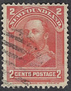 Newfoundland #82 2¢ King Edward VII (1898). Vermillion. Very fine centering.